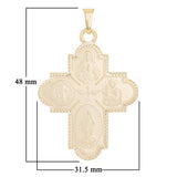 Italian 14k Yellow Gold Holy Spirit 4-Way Cross Medal Pendant 1.9" 8.6 grams - 1.9"