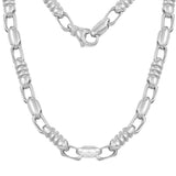 14k White Gold Handmade Fashion Link Necklace 28" 6.9mm 123.1grams - White,28"