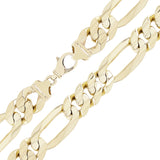 14k Yellow Gold Figaro Chain Necklace Solid Heavy Link 24" 21 mm 408.3 grams