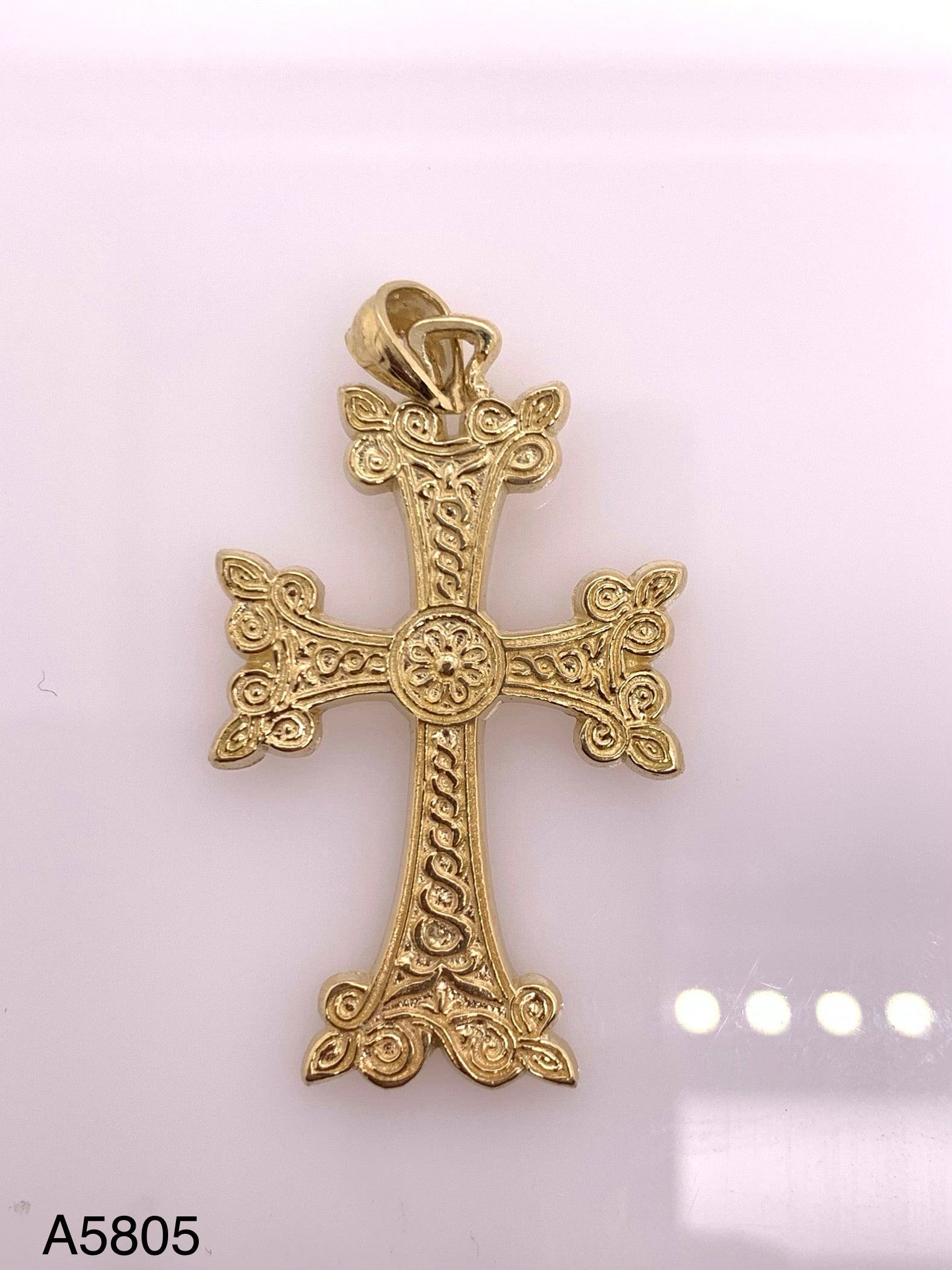 14k Yellow Gold Crucifix Christian Cross Pendant Religious Charm 6 grams - Yellow