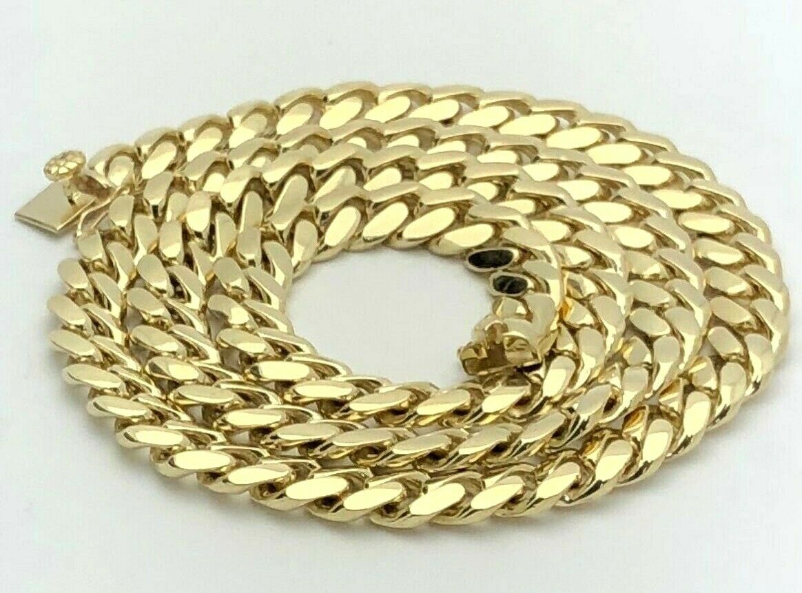 Men's 10k Yellow Gold Solid Heavy Miami Cuban Chain Necklace 24" 10.4mm 156g