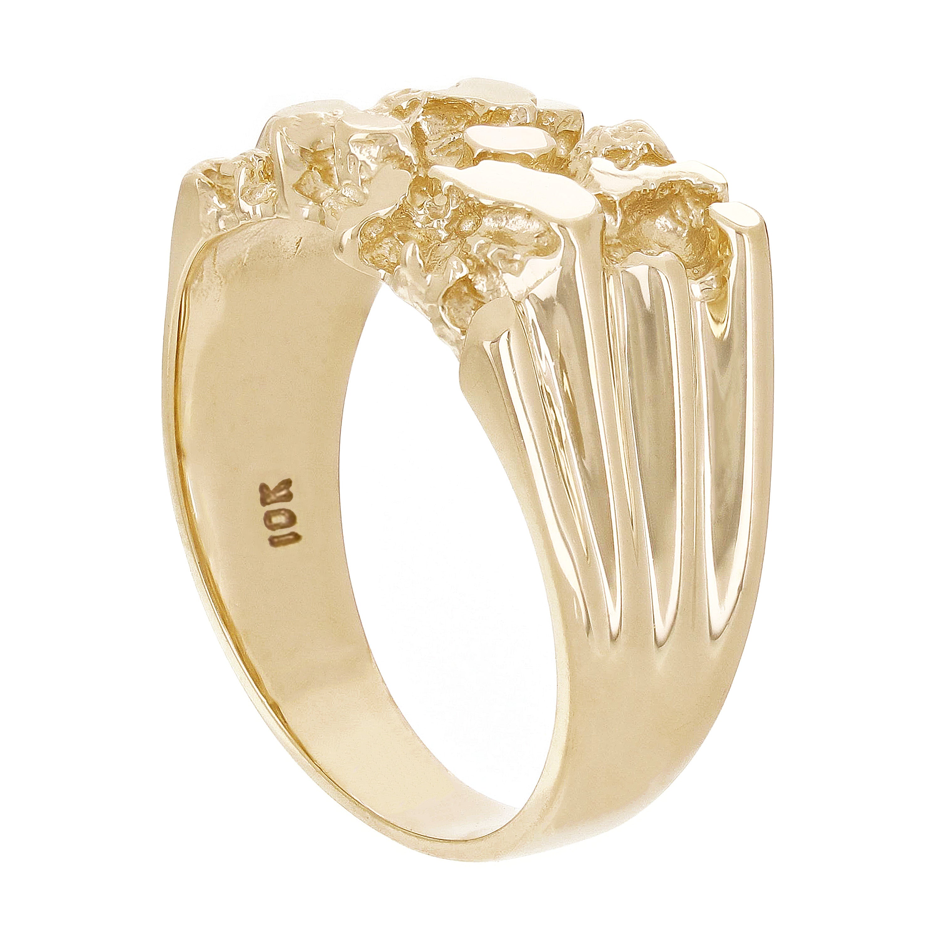 Men's 10k Yellow Gold Solid Nugget Ring Size 7 - 13mm 5.4 grams - Ring Size 7