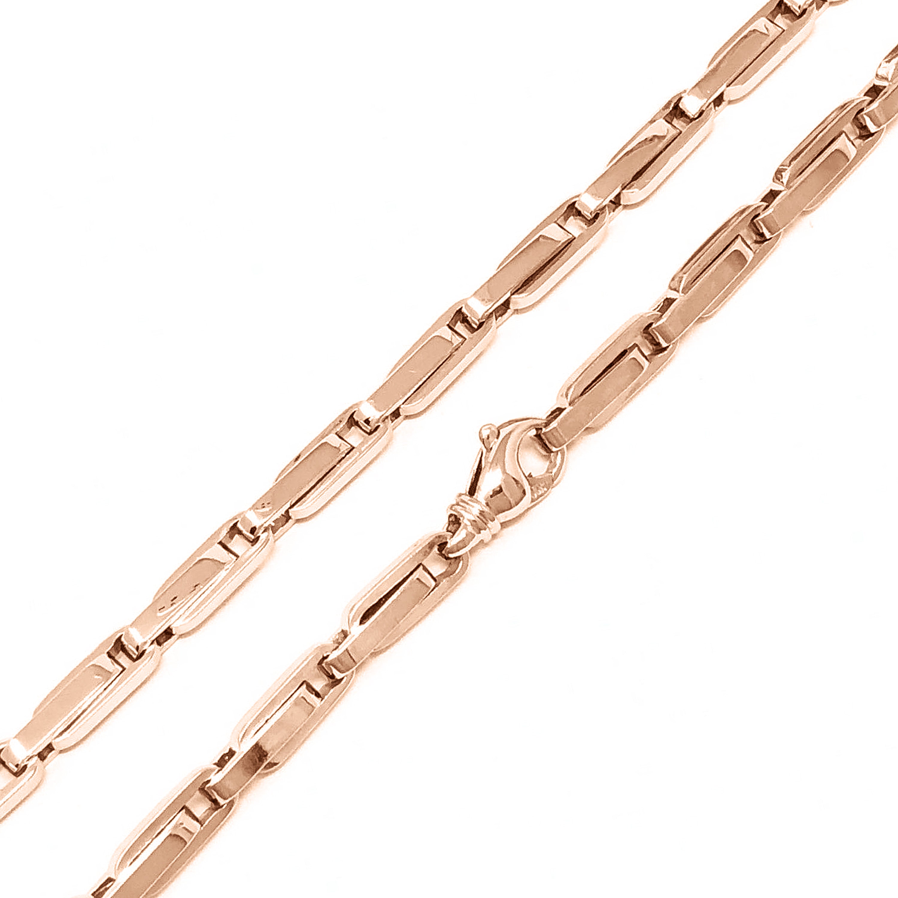 14k Rose Gold Solid Fancy Chain Link Necklace 26" 5mm - Rose,26"