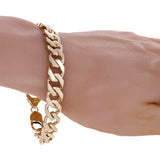 14k Yellow Gold Solid Square Curb Link Chain Bracelet 10.3mm 7" 34.9 grams - 7"