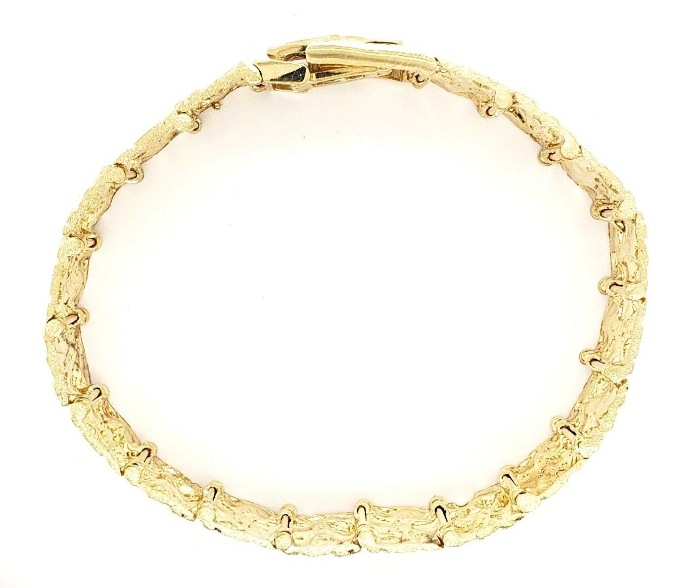10k Yellow Gold Nugget Bracelet 7"-7.5" 15.5mm 31.5 grams