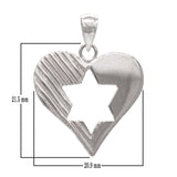14k White Gold Jewish Star of David Heart Charm Pendant 2.5grams - White