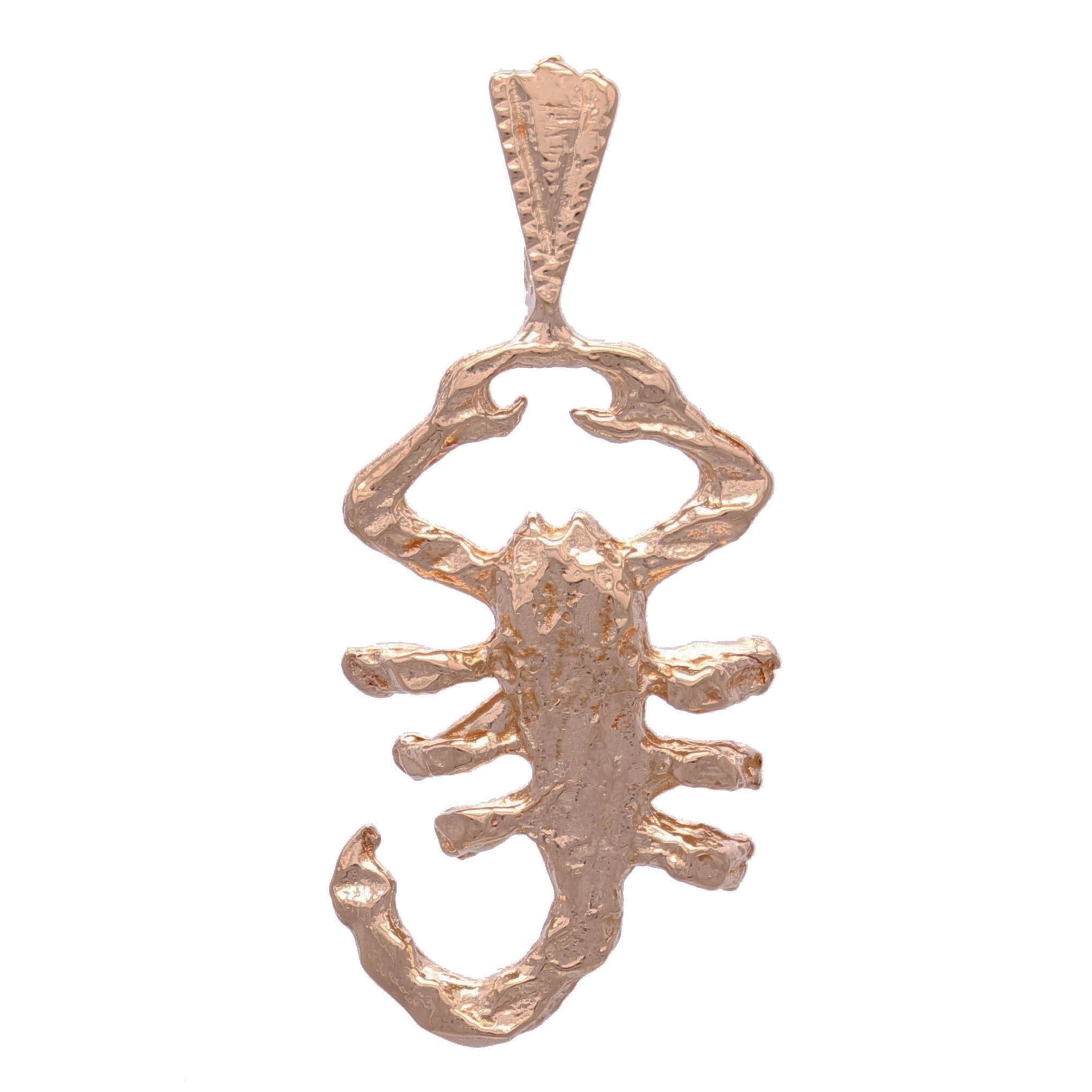 14k Rose Gold Diamond Cut Zodiac Sign Scorpion Charm Pendant 1.1" 2.4 grams - Rose