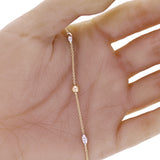 Italian 14k Two Tone Gold Oval & Round Ball Bead Station Bracelet 7.5" 2.5 grams