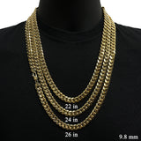 Italian 10k Yellow Gold Hollow Miami Cuban Chain Necklace 22" 9.8mm 50.7 grams - 22" 50.7 grams