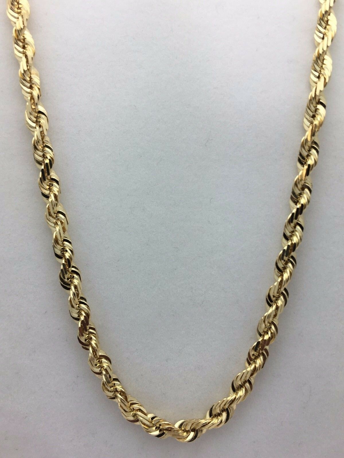 14k Yellow Gold Solid Diamond Cut Rope Chain Necklace 30"  6mm 81 grams