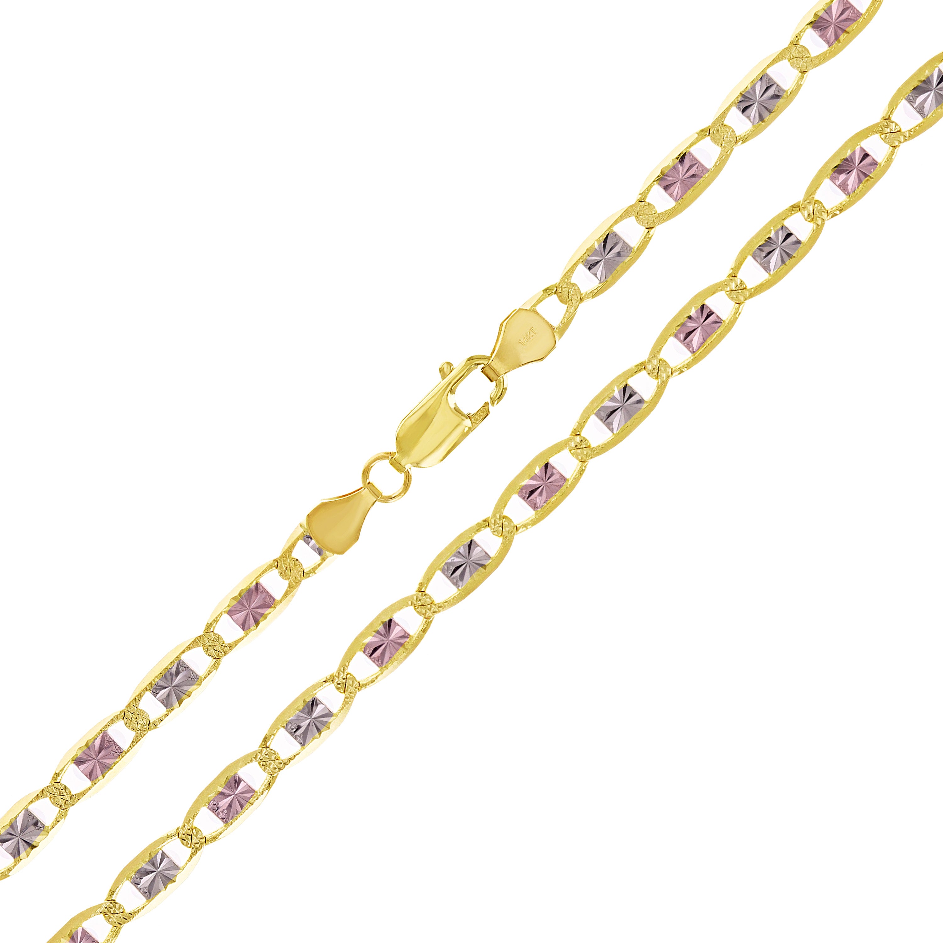 Italian 14k Tri-Color Gold Diamond Cut Valentino Chain Necklace 20" 4.7mm 15.8 grams - 20" 15.8 grams