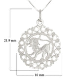 14k White Gold Zodiac Sign Leo Pendant Necklace 18" - Leo,White