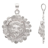 14k White Gold Nugget  Lion Face Lion Charm Pendant 1.3" 5.6 grams