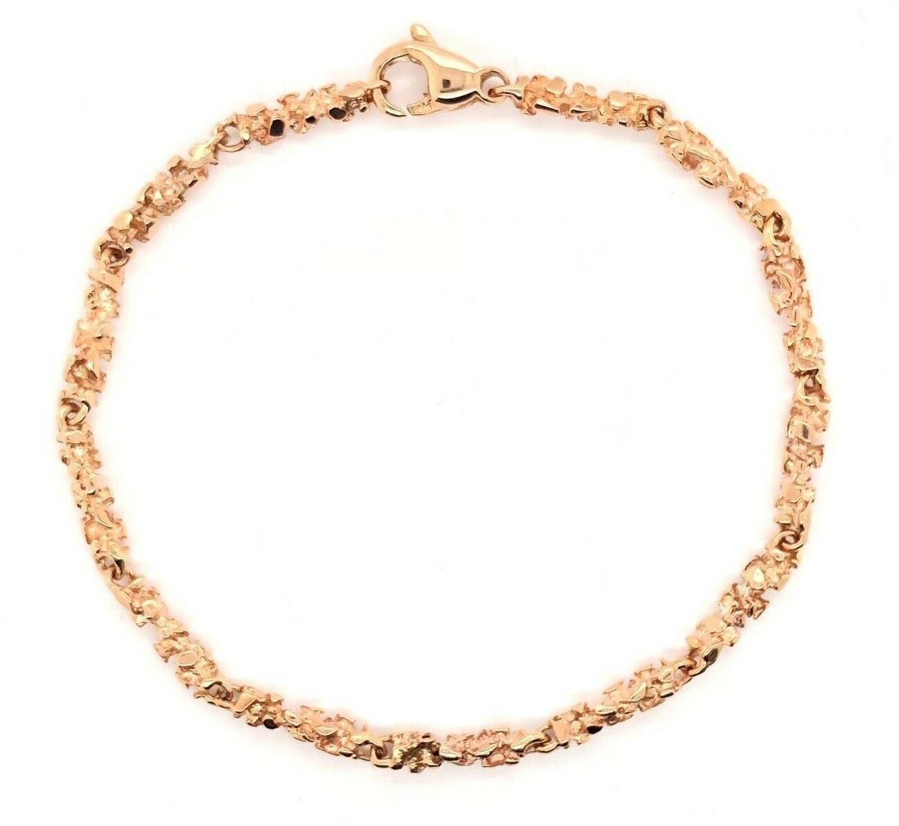 14k Rose Gold Nugget Bracelet 9" 3.8mm 11.5 grams - Rose,9"