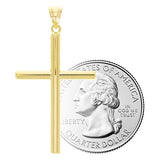 Italian 14k Yellow Gold Hollow Polished Plain Cross Charm Pendant 1.5" 1.2 grams