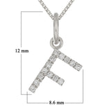 14k White Gold Diamond Initial Letter F Charm Pendant Necklace 18" - Letter F,White