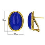 14k Yellow Gold Oval Cabochon Lapis Lazuli Oval Stud Earrings