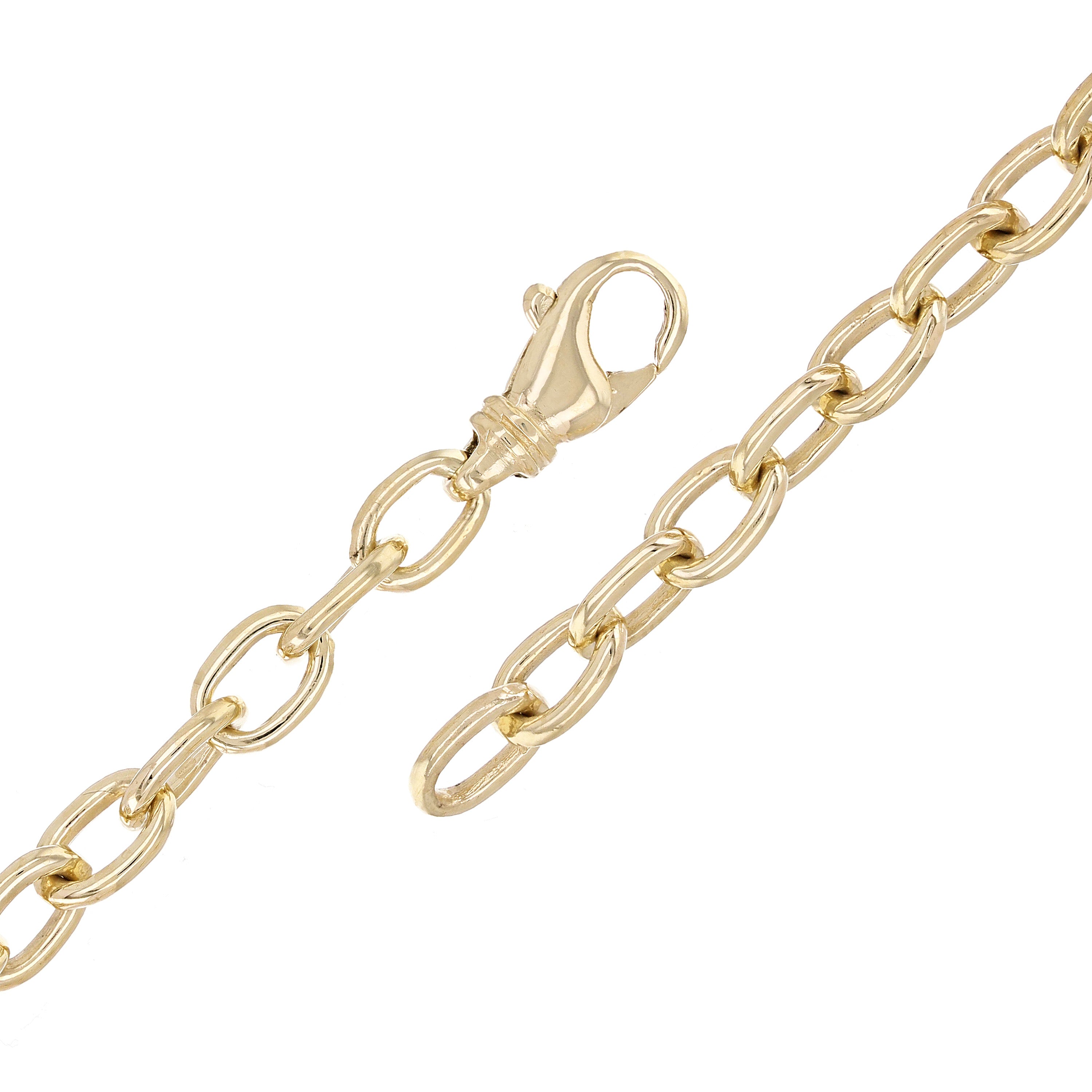 14k Yellow Gold Solid Handmade Oval Link Chain Bracelet 7" 6.9mm 17.5 grams - 7"