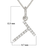 14k White Gold Diamond Initial Letter T Charm Pendant Necklace 18" - Letter T,White