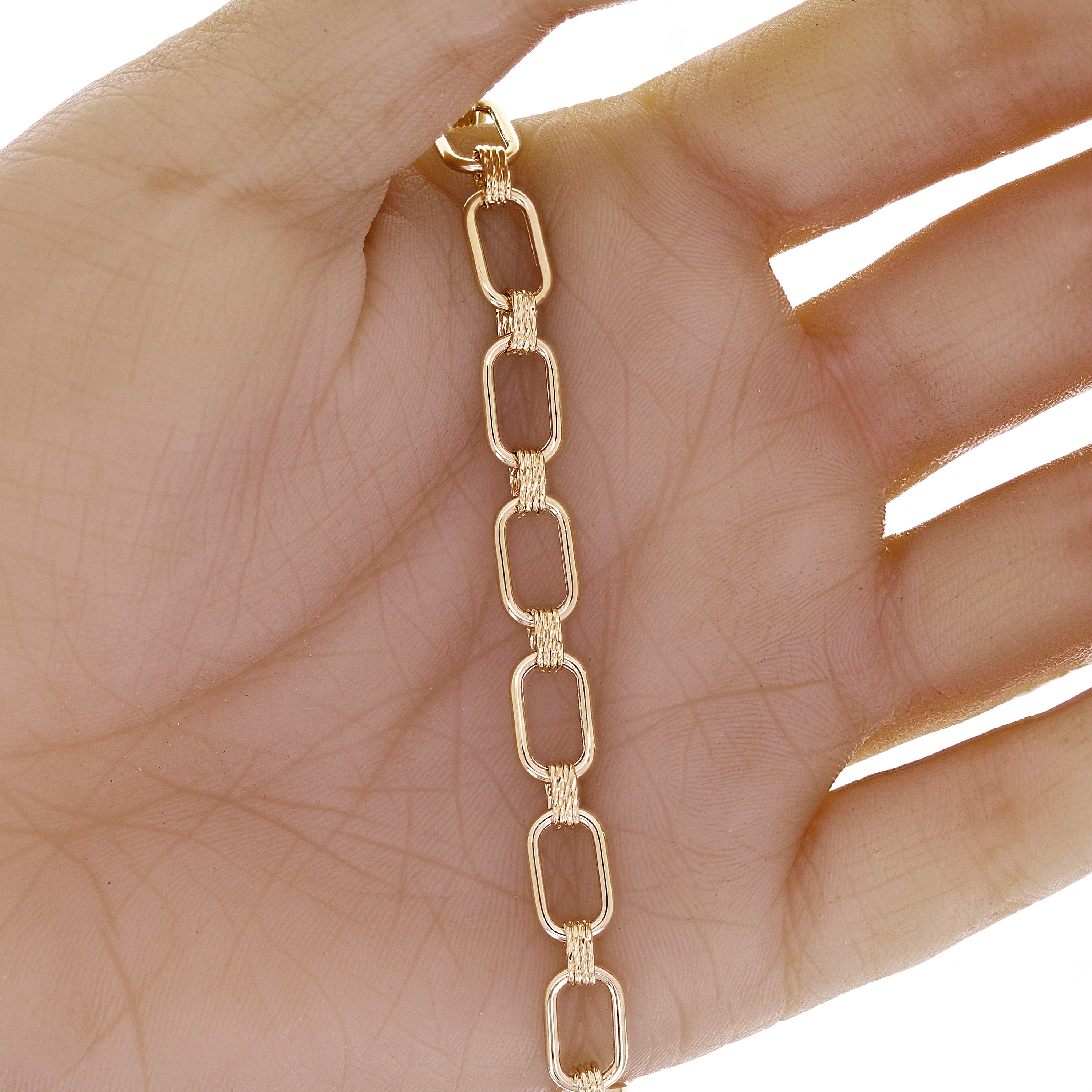 Italian 14k Yellow Gold Oval Links Necklace, Bracelet & Earrings Set 13.8 grams