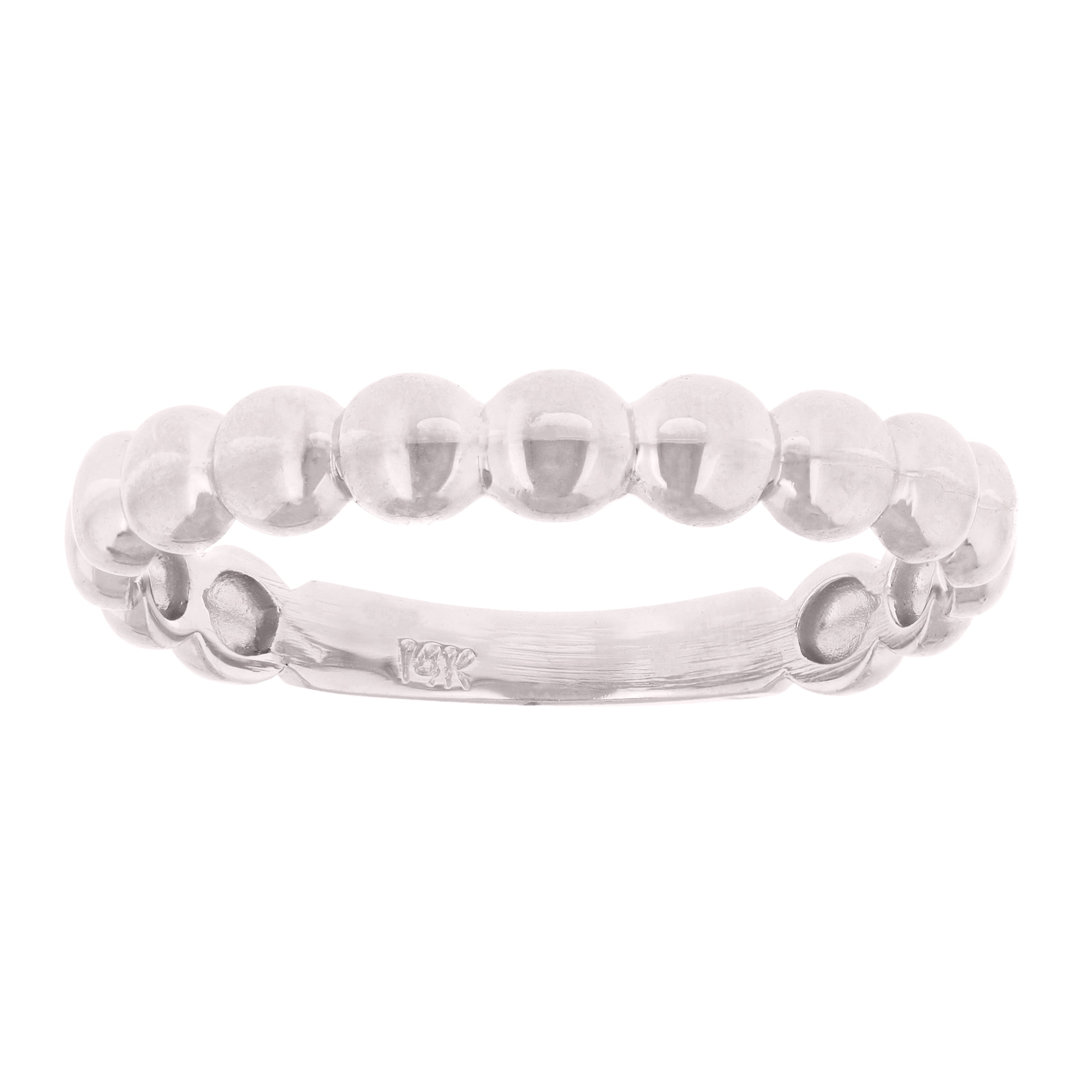 14k White Gold Ball Beaded Stackable Ring Size 6.75 1.8 grams - White,Ring Size 6.75