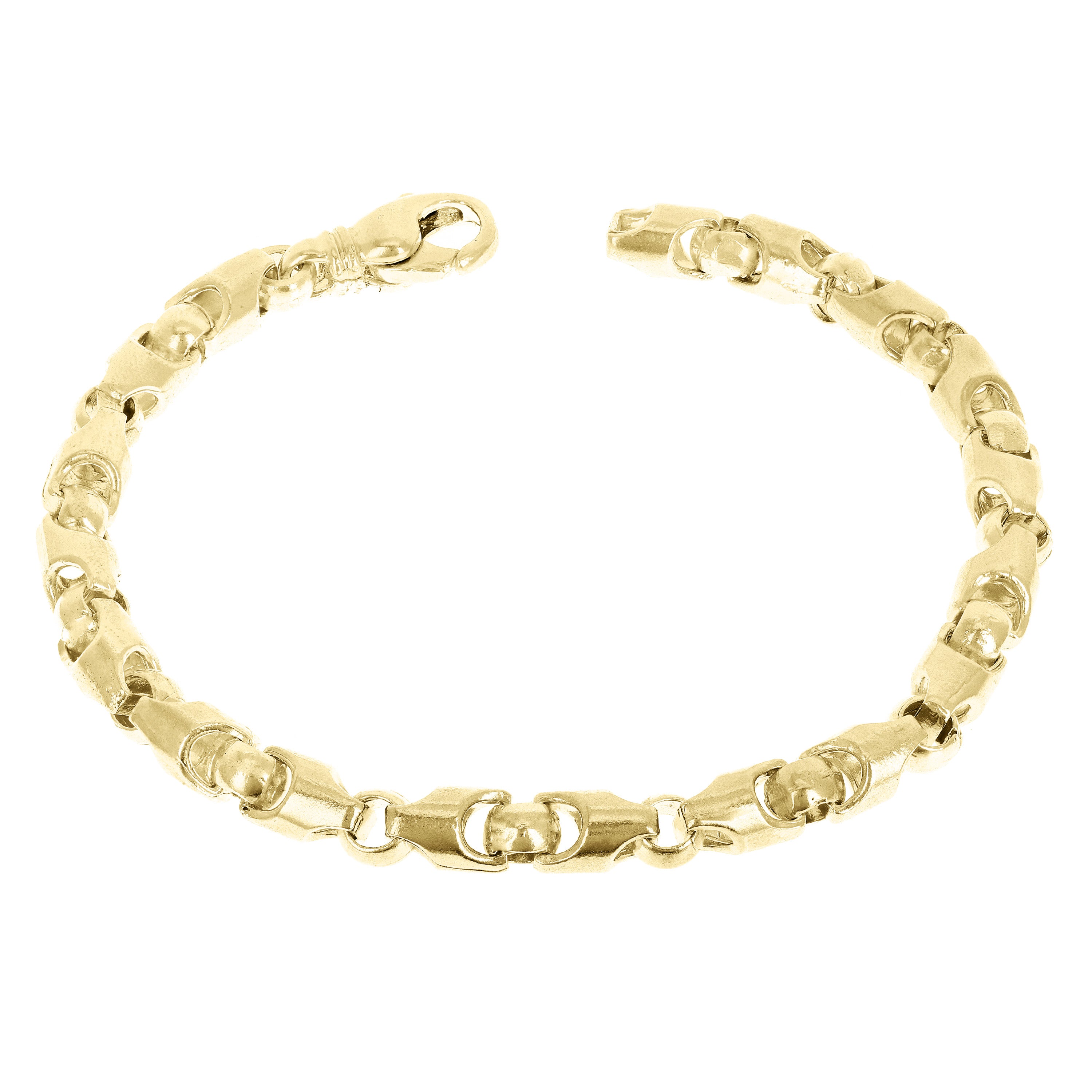 10k Yellow Gold Solid Handmade Bullet Style Link Bracelet 7" 6mm 23.9 grams - Yellow,7" 23.9 grams