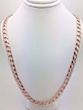 Men's 14k Rose Gold Solid Flat Cuban Link Chain Necklace 22" 6.3mm 33.8 grams