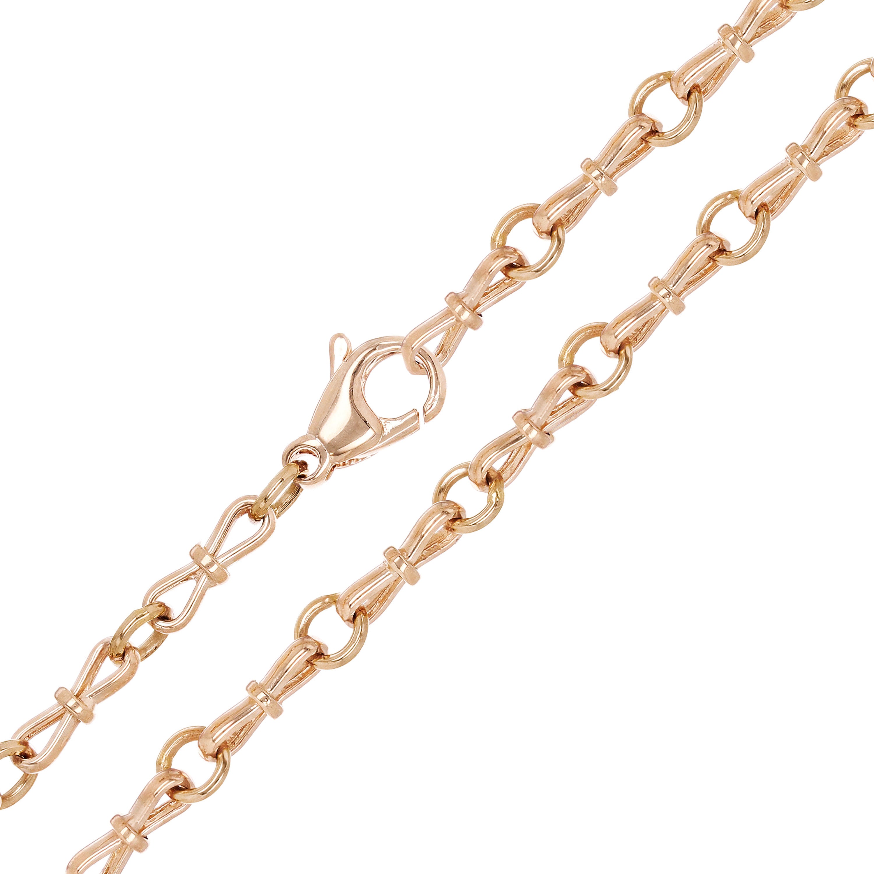 10k Rose Gold Handmade Bow Fashion Link Chain Necklace 20" 3.5mm 19.5 grams - Rose,20" 19.5 grams