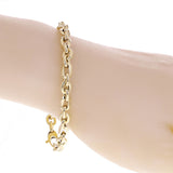 Italian 14k Yellow Gold Hollow Oval & Round Link Bracelet 7.75" 6mm 4.5 grams