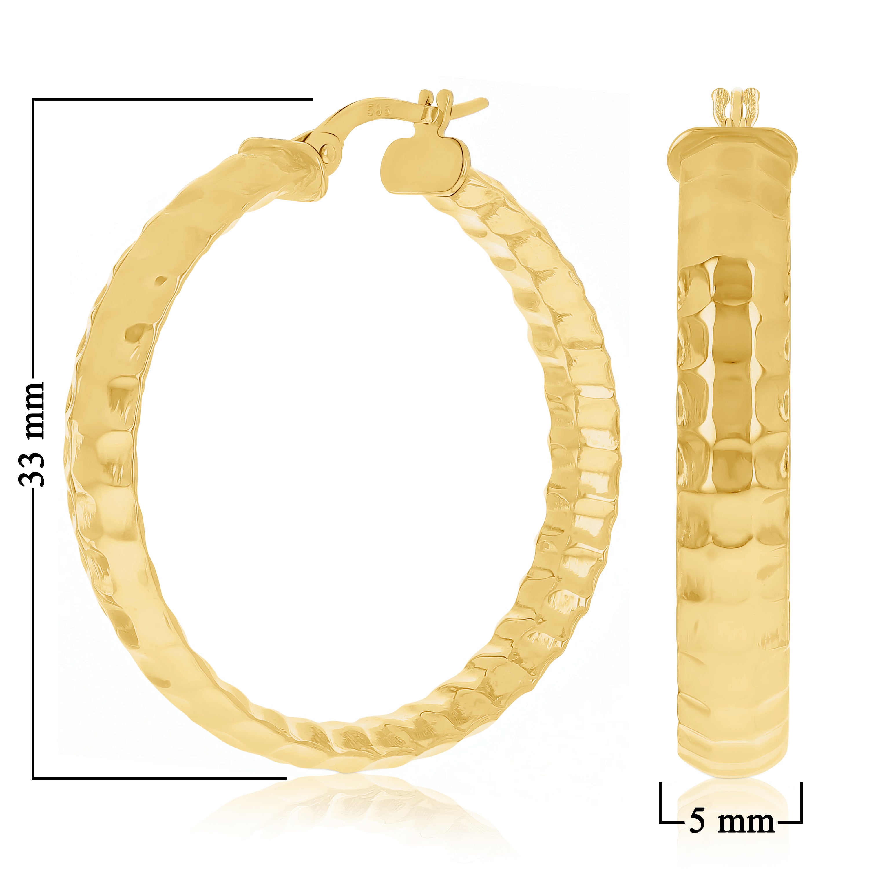 Italian 14k Yellow Gold Hollow Polished Faceted Earrings 1.3" 5mm 3.4 grams