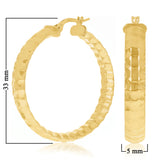 Italian 14k Yellow Gold Hollow Polished Faceted Earrings 1.3" 5mm 3.4 grams