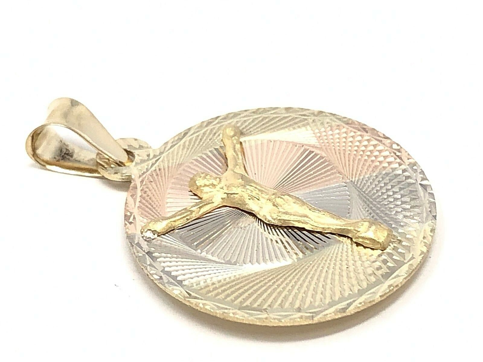 14k Gold Lady Guadalupe Mother Mary & Jesus Christ Crucifix REVERSIBLE Pendant