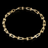 Italian 14k Yellow Gold Solid U Shape Hardwear Link Bracelet 7.75" 5mm 5.5 grams - Yellow