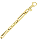 Italian 14k Yellow Gold Hollow Paper Clip Link Chain Bracelet 7.5" 6.8mm 7.9gram