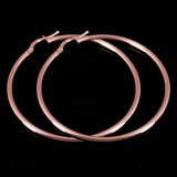 Italian 14k Rose Gold High Polished Plain 2mm Hollow Hoop Earrings 1.9" 2.9grams - Rose,Size 1.9" 2.9 grams