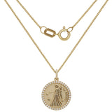 14k Yellow Gold Diamond Zodiac Sign Virgo Pendant Necklace 18" - Virgo,Yellow
