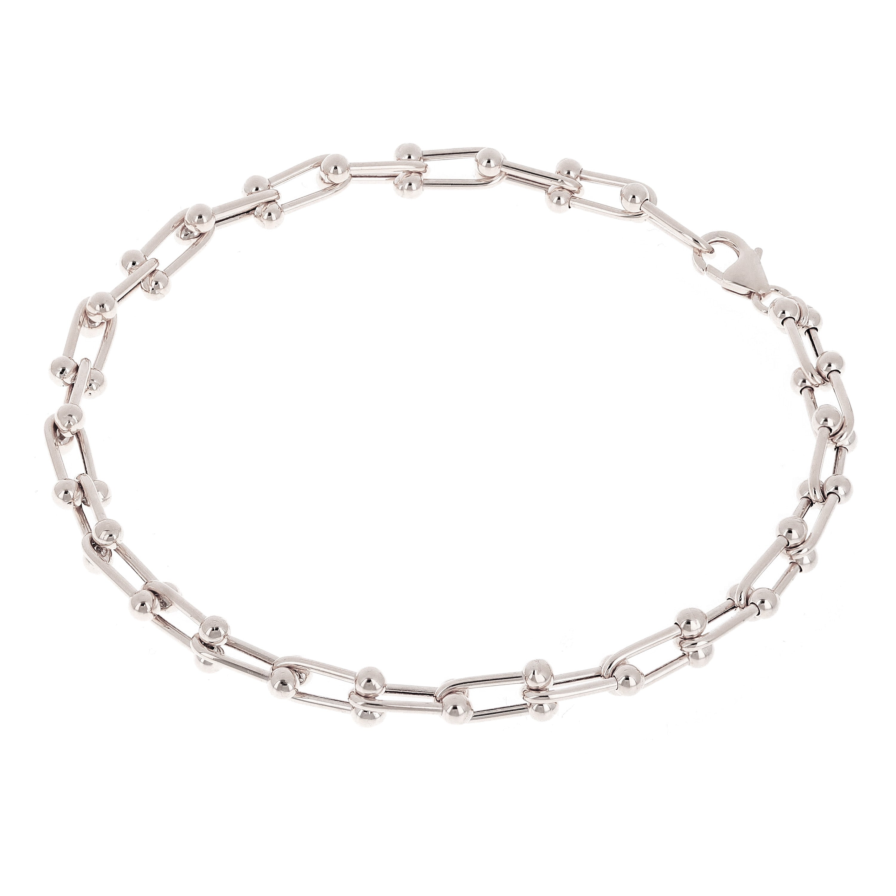 Italian 14k Yellow White or Rose Gold Solid U Shape Hardwear Link Bracelet 7.75"