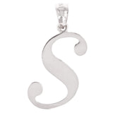 14k White Gold Initial Letter S Alphabet Charm Pendant - Letter S,White