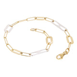 Italian 14k Two-Tone Gold Paperclip Link Bracelet 7" 5.3mm 2.8 grams