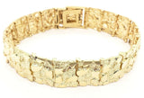 10k Yellow Gold Nugget Bracelet 7.5"-8" 15.5mm 33.8 grams