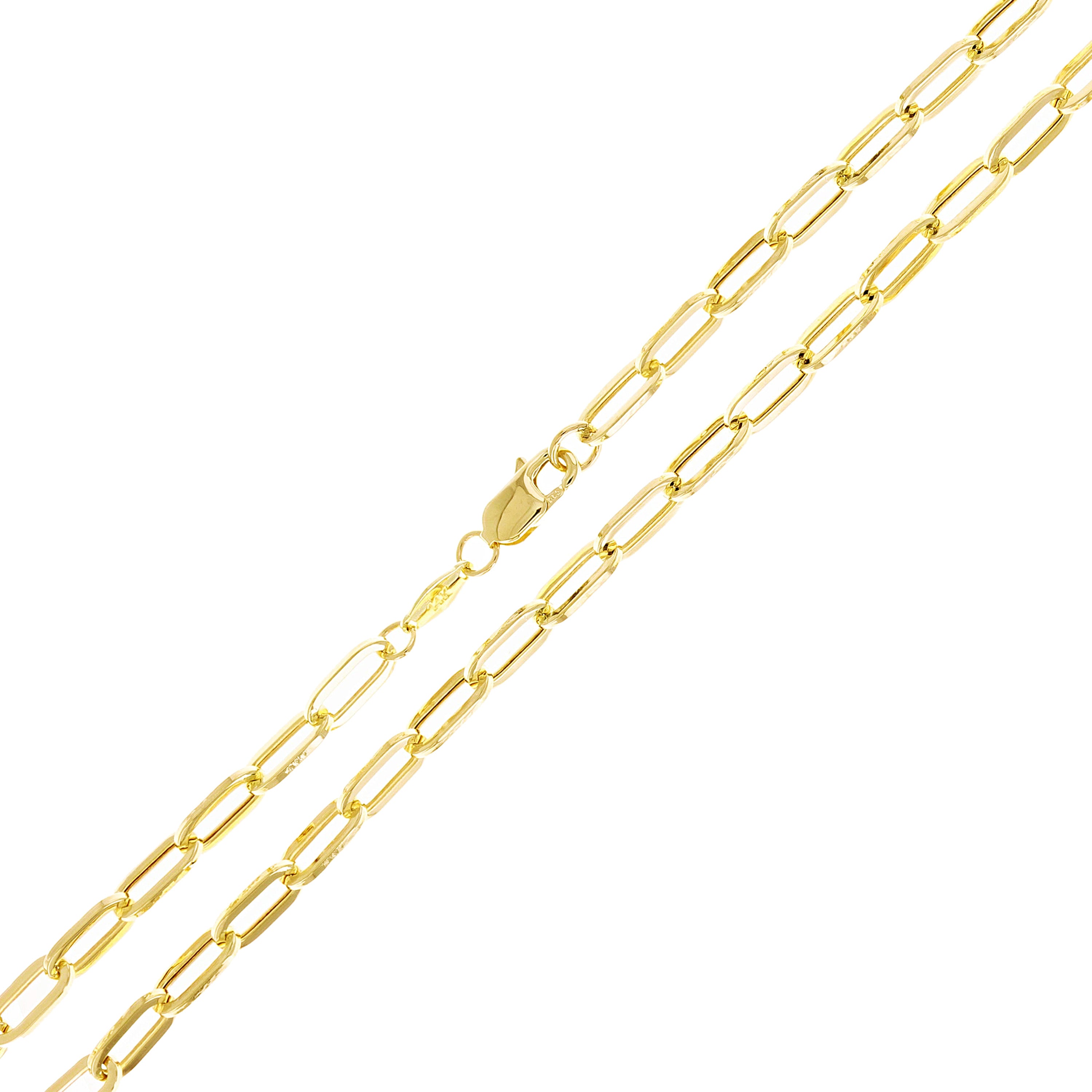 Italian 14k Yellow Gold Hollow Paper Clip Link Chain Necklace 20" 4mm 6.2 grams - 20" 6.2 grams