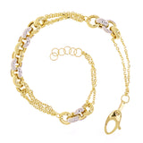 Italian 14k Yellow & White Gold Round Ring Rolo Chain Bracelet 7.5" 5.6 grams