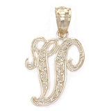 14k Yellow Gold Initial Letter V Alphabet Charm Pendant - Letter V,Yellow