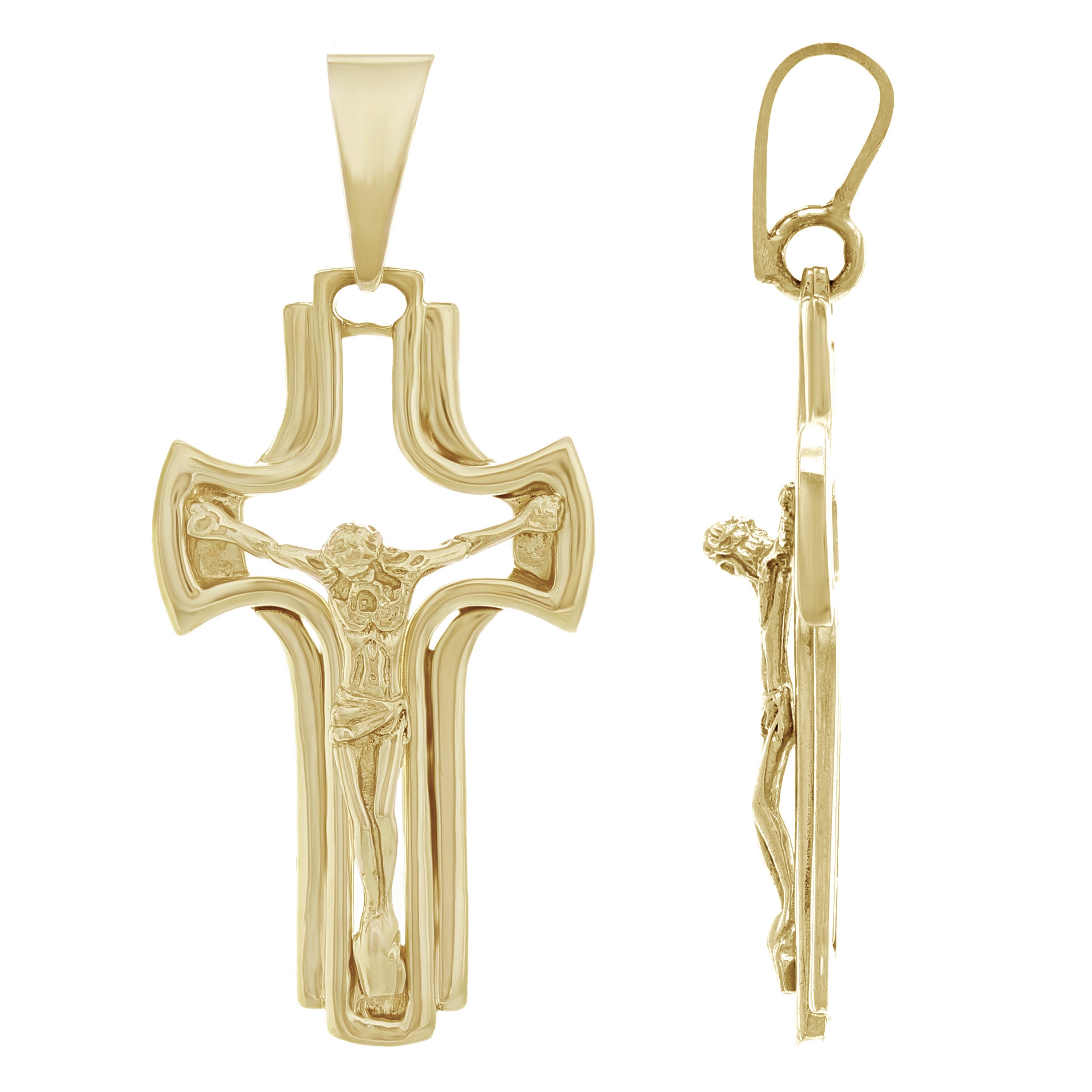14k Yellow Gold Solid Religious Jesus Crucifix Cross Charm Pendant 4.1 grams