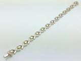 Italian 14k Two Tone Gold Hollow Hugs & Kisses XOXO Bracelet 7" 9.3mm 10.9 grams