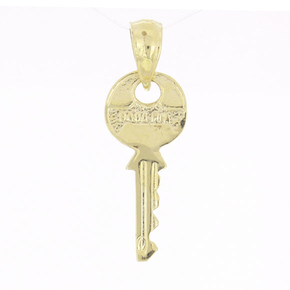 14k Yellow Gold Solid Key Charm Pendant 1.1 grams