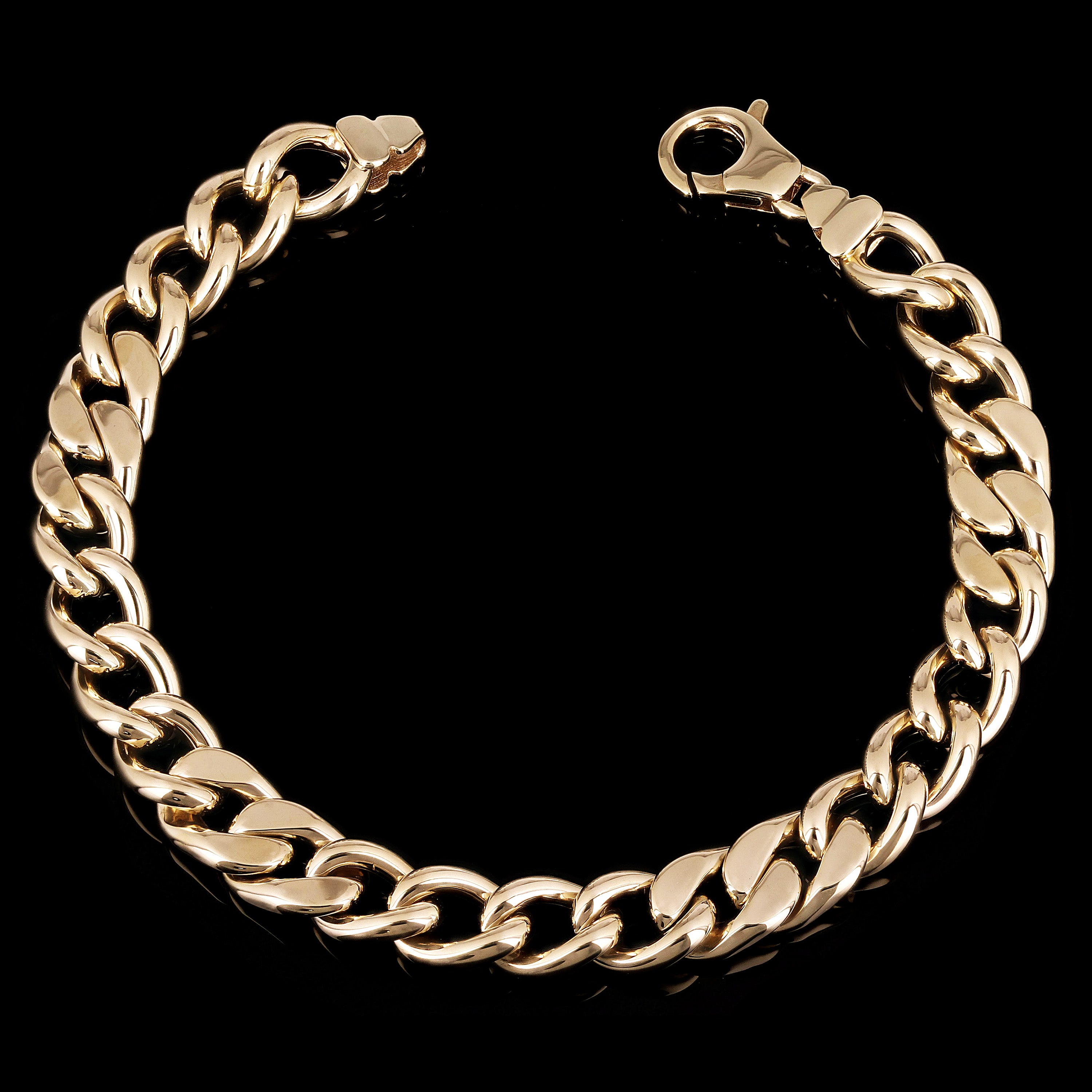Italian 14k Yellow Gold Hollow Cuban Link Chain Bracelet 8.25" 8.75mm 13 grams