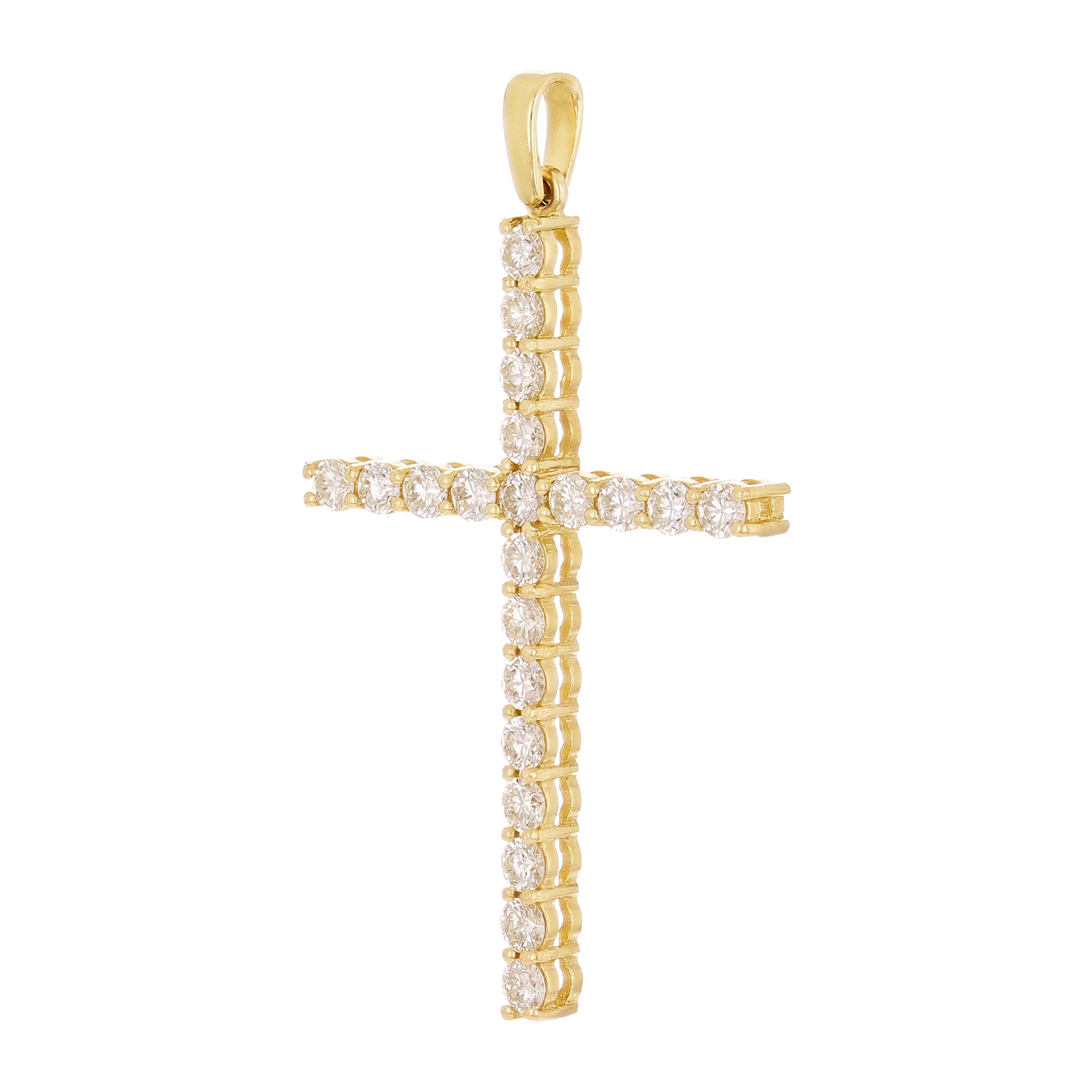14k Yellow Gold 1.76ctw Diamond Cross Pendant 1.9" 3.8 grams