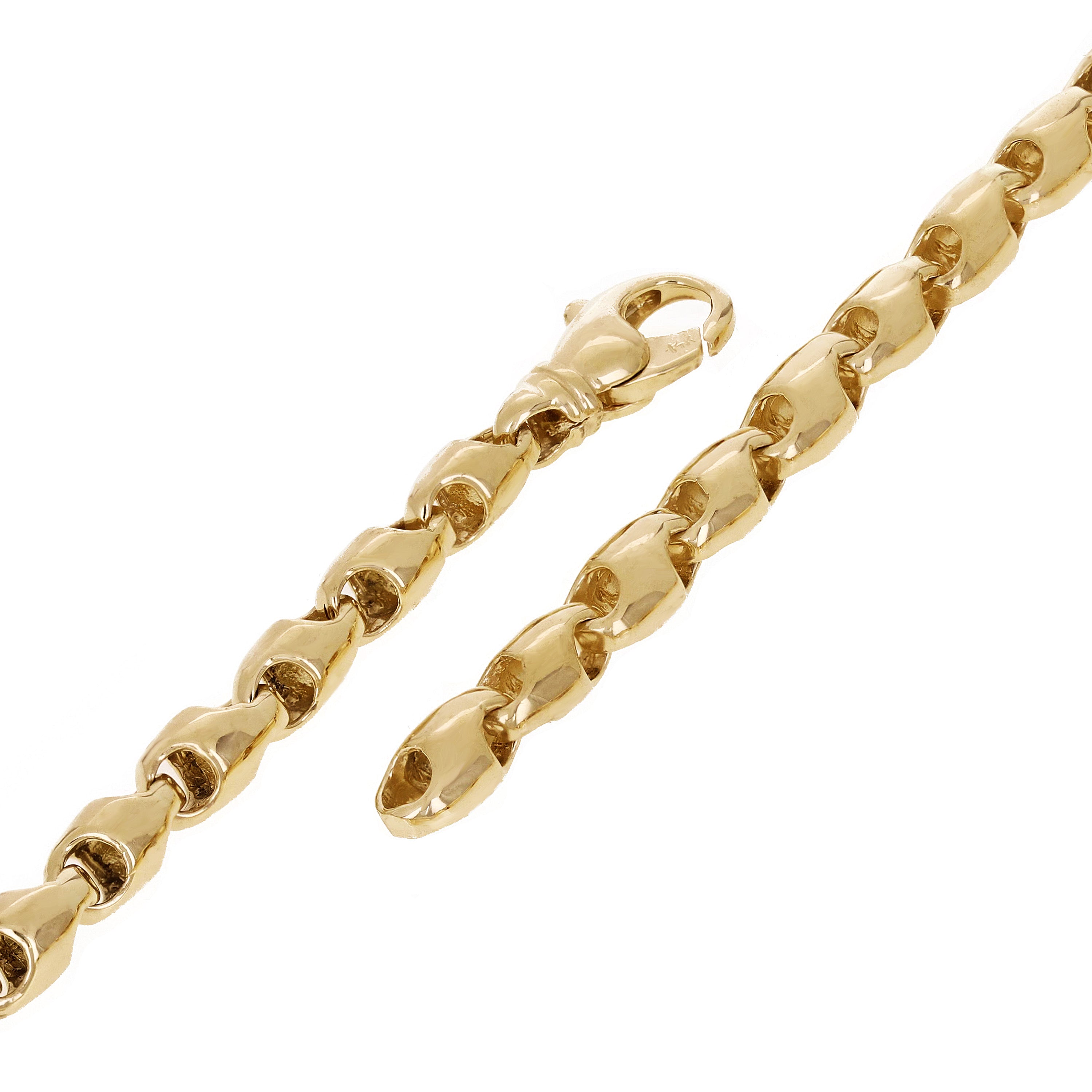 10k Yellow Gold Solid Handmade Bullet Link Bracelet 7" 5.5mm 18.5 grams - 7" 18.5 grams