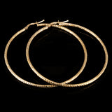 Italian 14k Yellow Gold Diamond Cut Hollow Round Hoop Earrings 2.2" 2mm 3.3grams